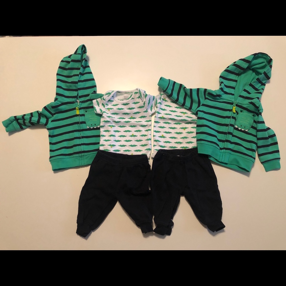 NB twin boys alligator outfits